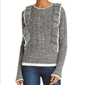 AQUA RUFFLED POINTELLE SWEATER size Medium